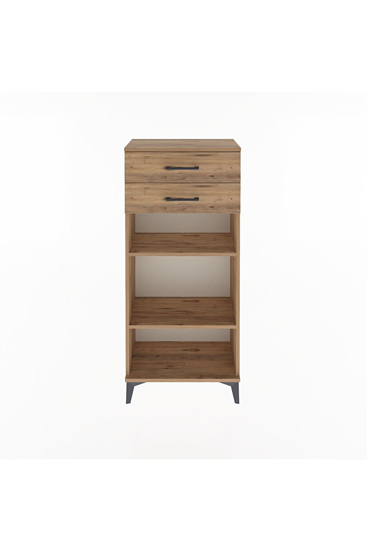 Arges Dolap 2 Raflı 2 Çekmeceli 60x30x134 Çam-Çam