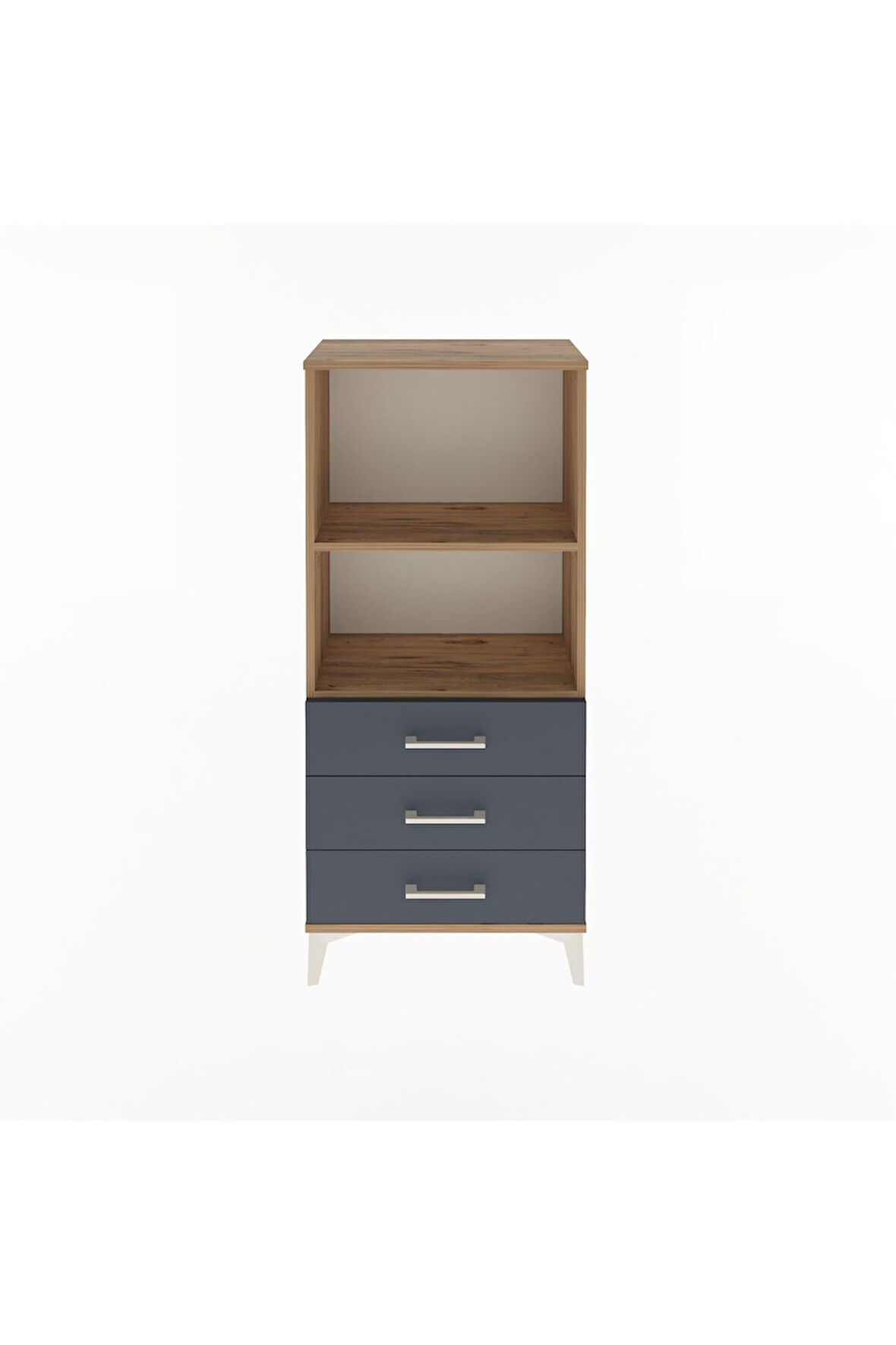 Arges Dolap 2 Raflı 3 Çekmeceli 60x30x134 Çam-Antrasit