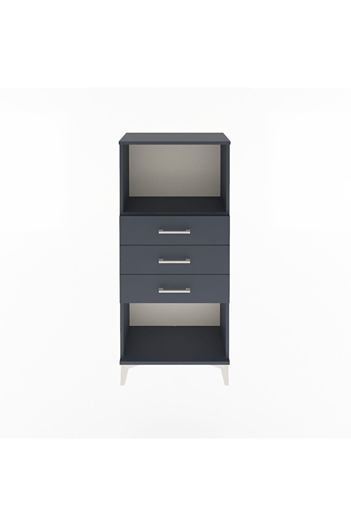 Arges Dolap Tek Raflı 3 Çekmeceli 60x30x134 Antrasit-Antrasit