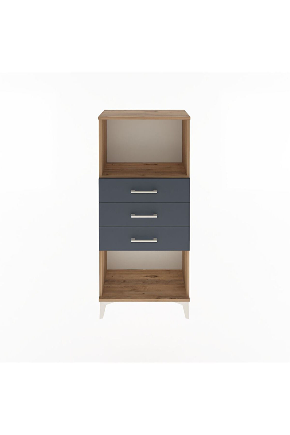 Arges Dolap Tek Raflı 3 Çekmeceli 60x30x134 Çam-Antrasit