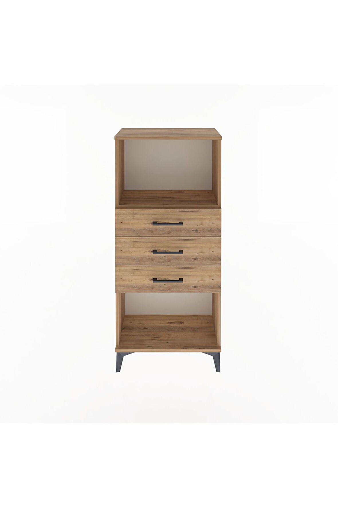 Arges Dolap Tek Raflı 3 Çekmeceli 60x30x134 Çam-Çam