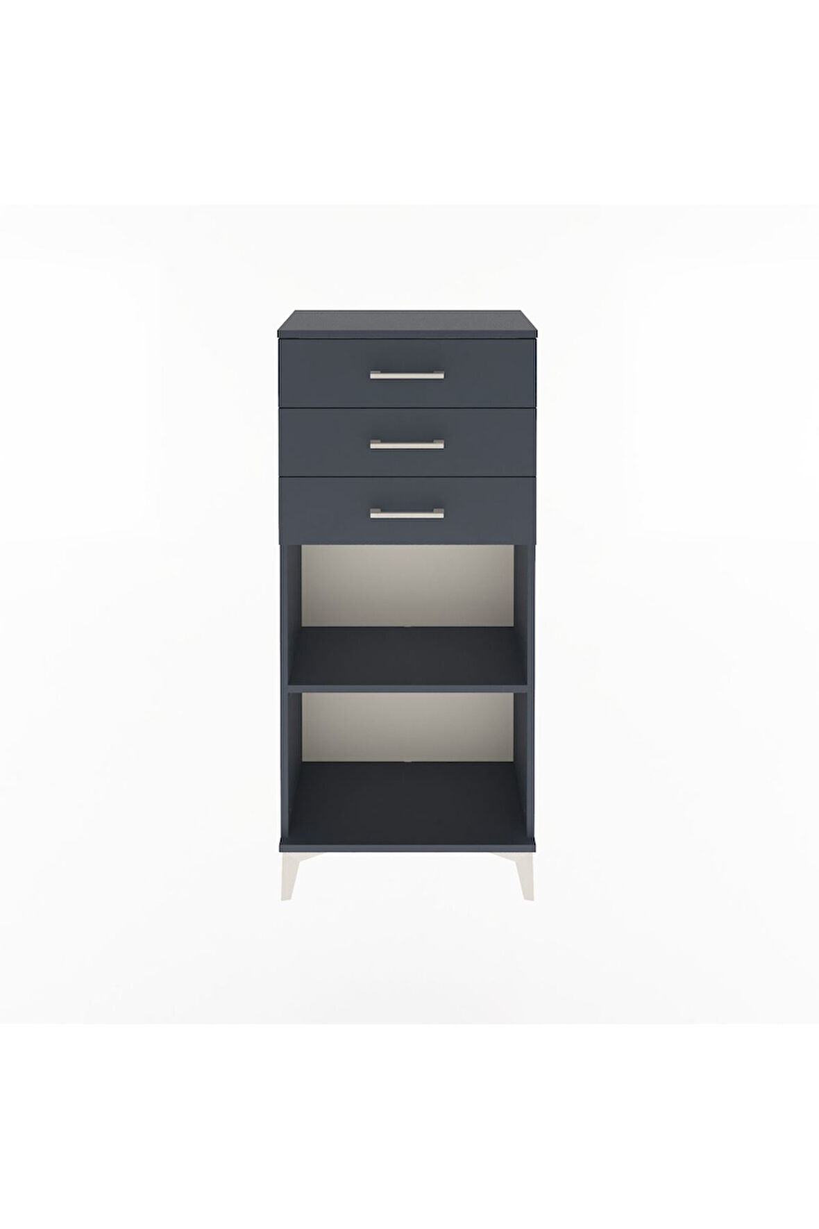 Arges Dolap Tek Raflı 3 Çekmeceli 60x30x134 Antrasit-Antrasit