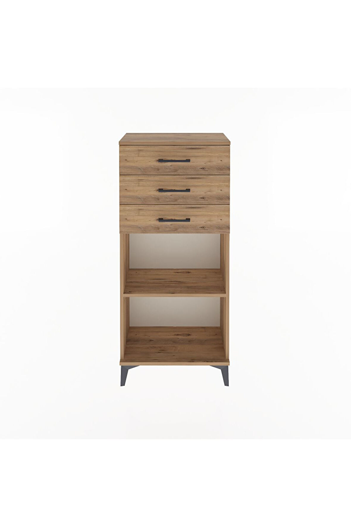 Arges Dolap Tek Raflı 3 Çekmeceli 60x30x134 Çam-Çam