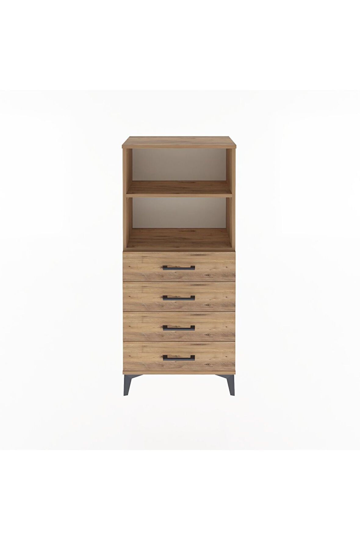 Arges Dolap 2 Raflı 4 Çekmeceli 60x30x134 Çam-Çam