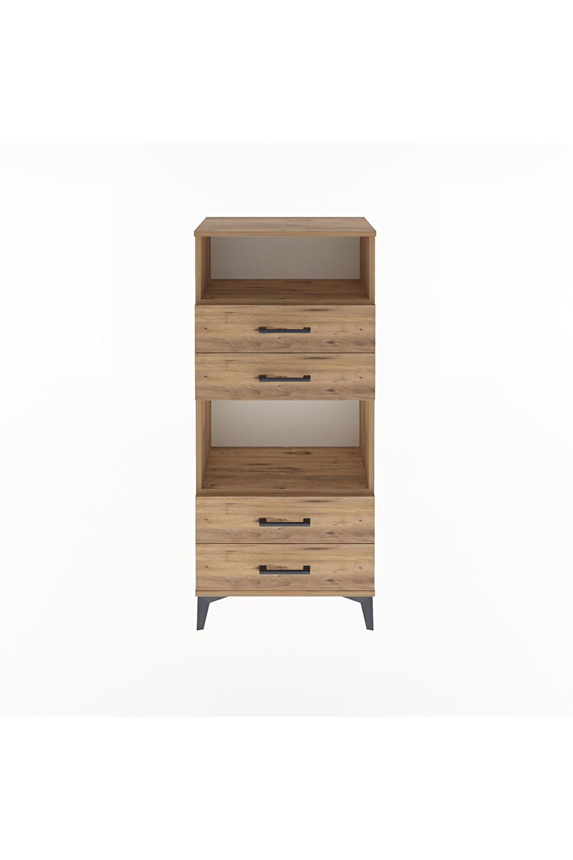 Arges Dolap 2 Raflı 4 Çekmeceli 60x30x134 Çam-Çam
