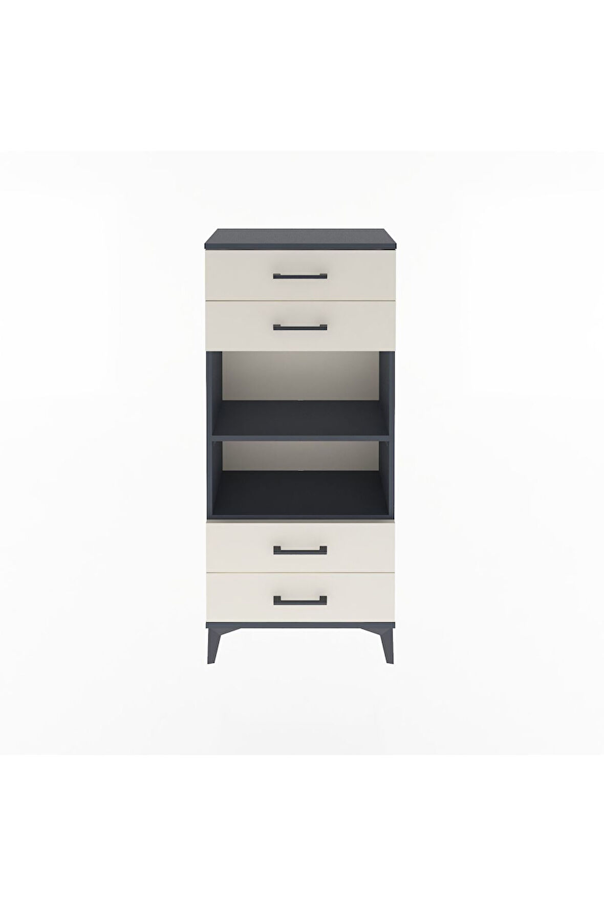 Arges Dolap 2 Raflı 4 Çekmeceli 60x30x134 Antrasit-Aytaşı