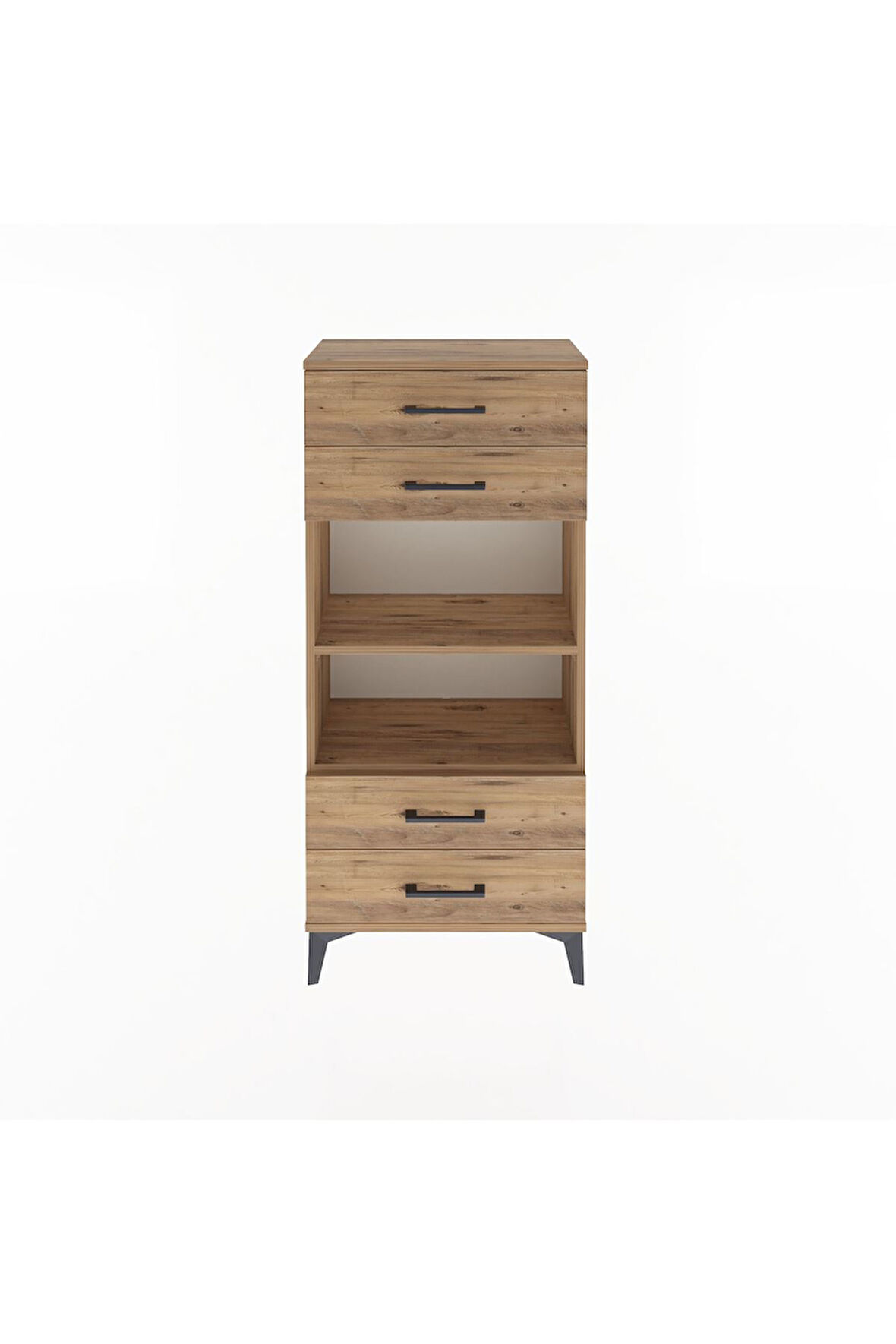 Arges Dolap 2 Raflı 4 Çekmeceli 60x30x134 Çam-Çam