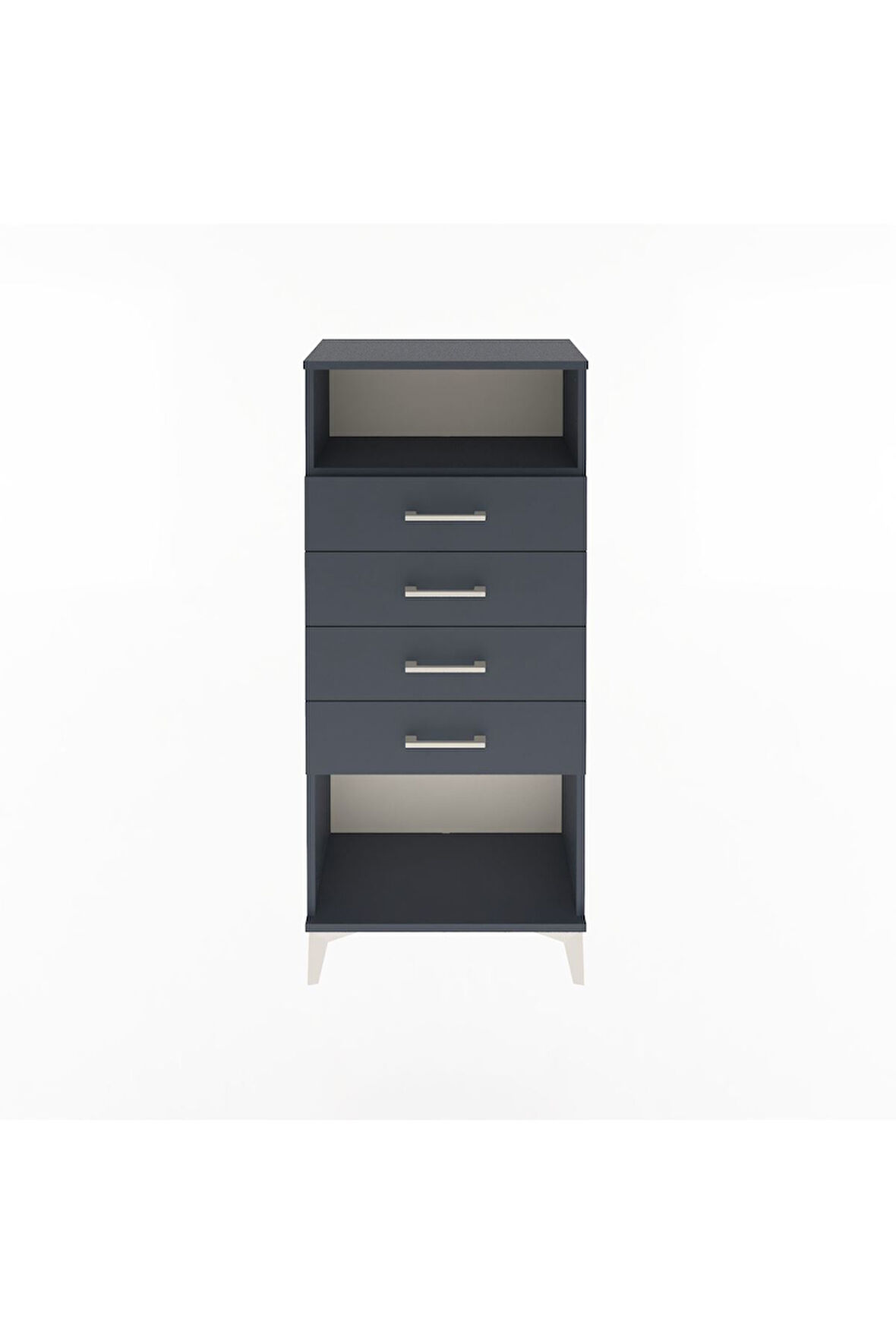 Arges Dolap Tek Raflı 4 Çekmeceli 60x30x134 Antrasit-Antrasit