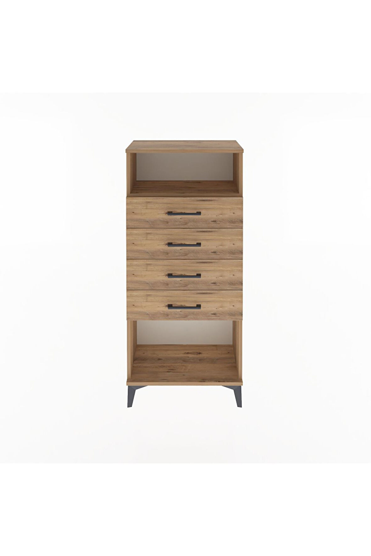 Arges Dolap Tek Raflı 4 Çekmeceli 60x30x134 Çam-Çam