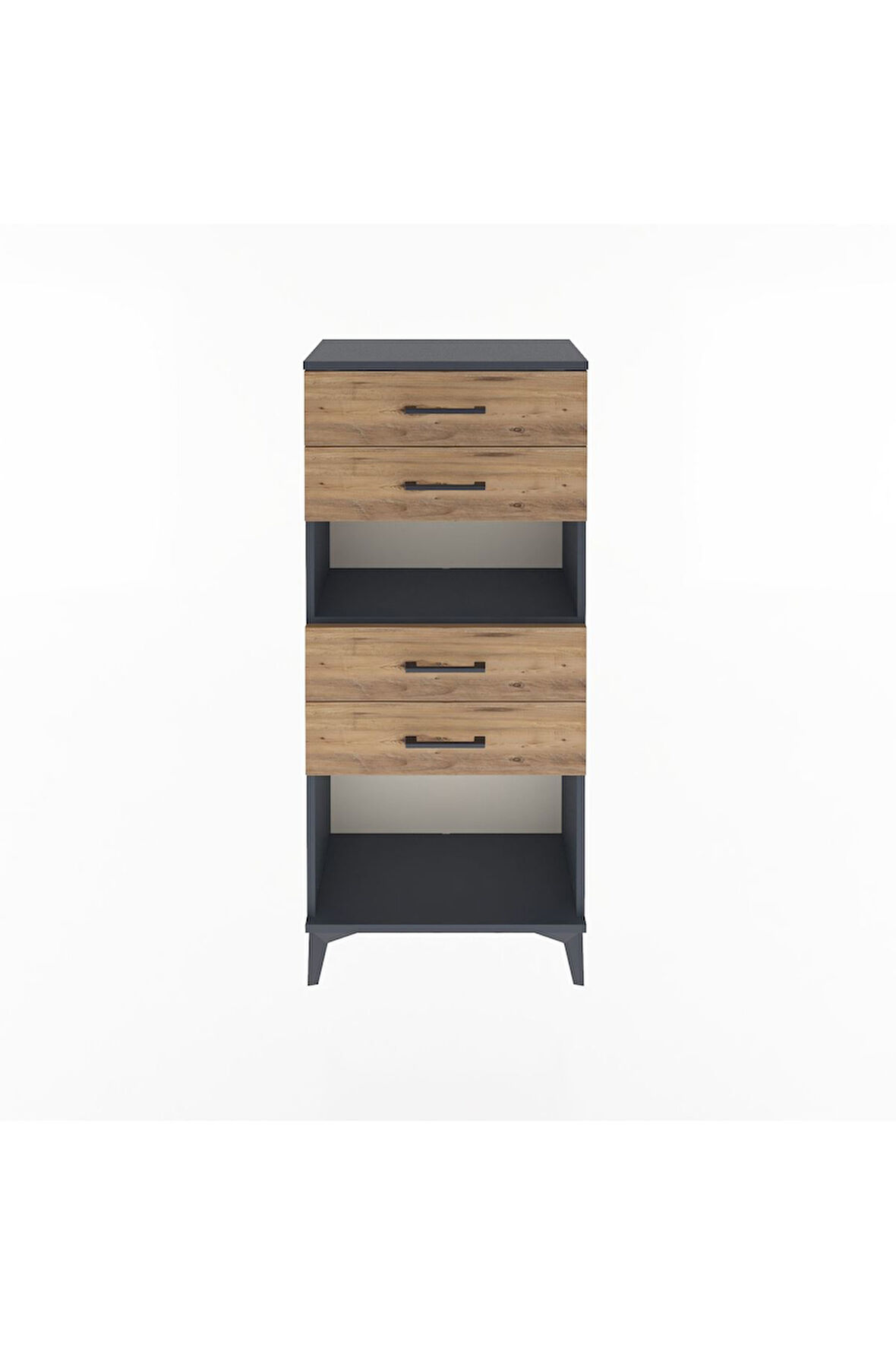 Arges Dolap Tek Raflı 4 Çekmeceli 60x30x134 Antrasit-Çam