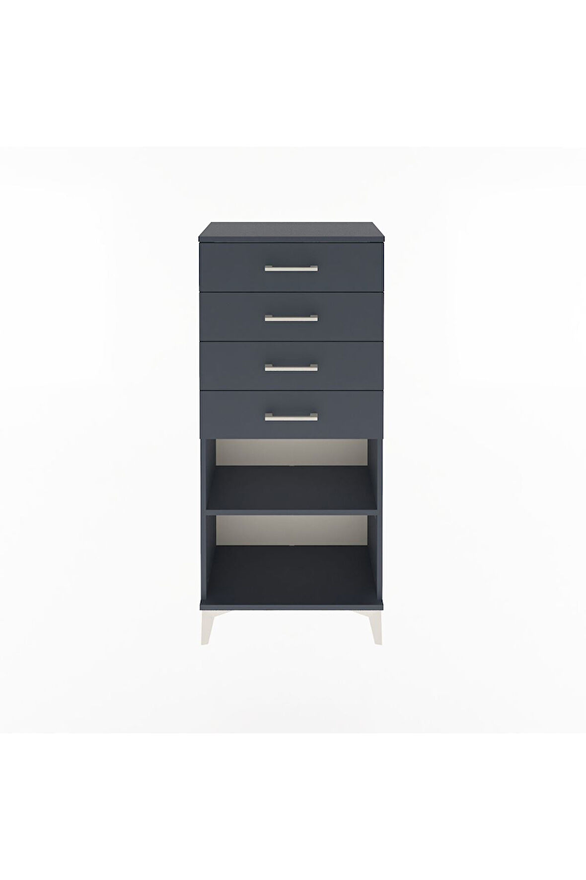 Arges Dolap Tek Raflı 4 Çekmeceli 60x30x134 Antrasit-Antrasit