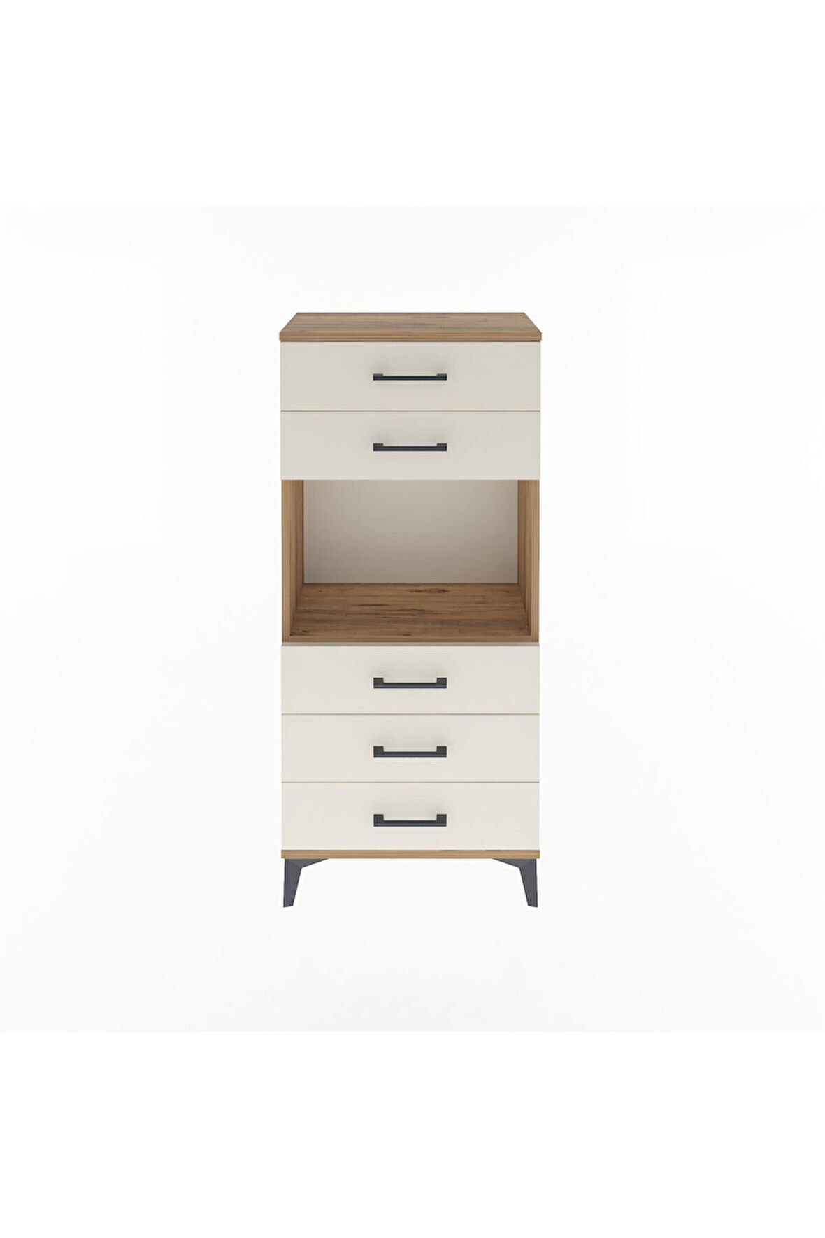 Arges Dolap Tek Raflı 5 Çekmeceli 60x30x134 Çam-Aytaşı