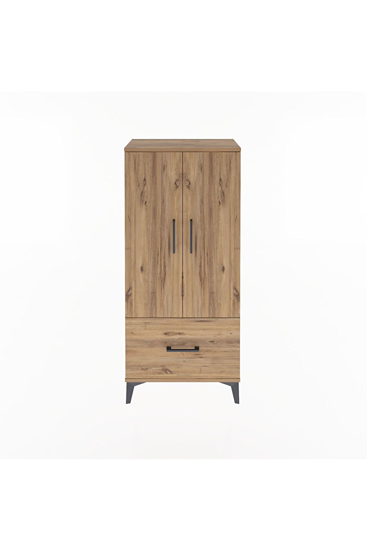 Arges Dolap 2 Raflı Tek Çekmeceli 2 Kapaklı 60x30x134 Çam-Çam