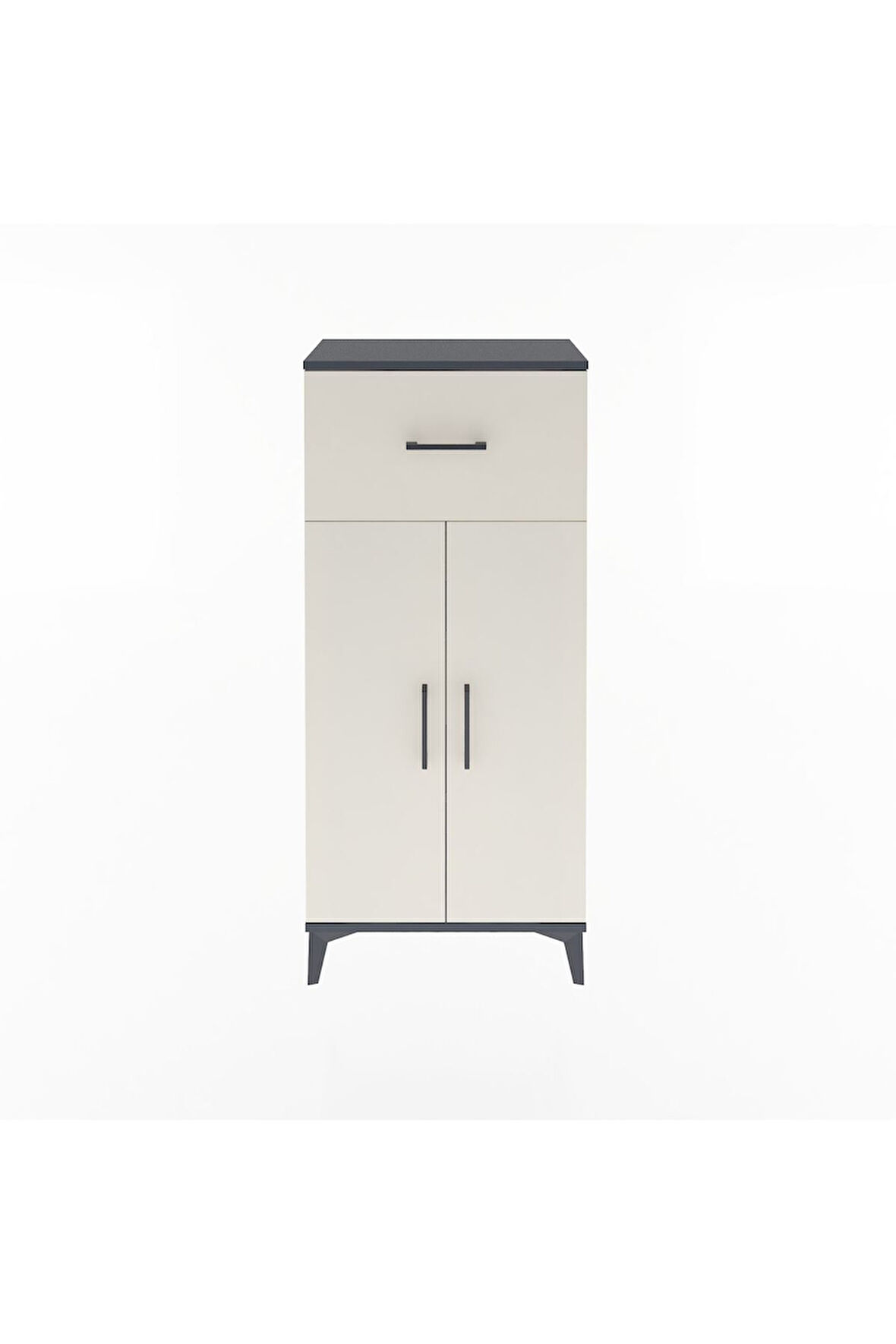 Arges Dolap 2 Raflı Tek Çekmeceli 2 Kapaklı 60x30x134 Antrasit-Aytaşı