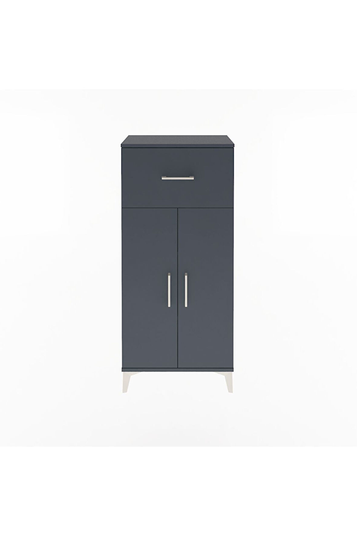 Arges Dolap 2 Raflı Tek Çekmeceli 2 Kapaklı 60x30x134 Antrasit-Antrasit