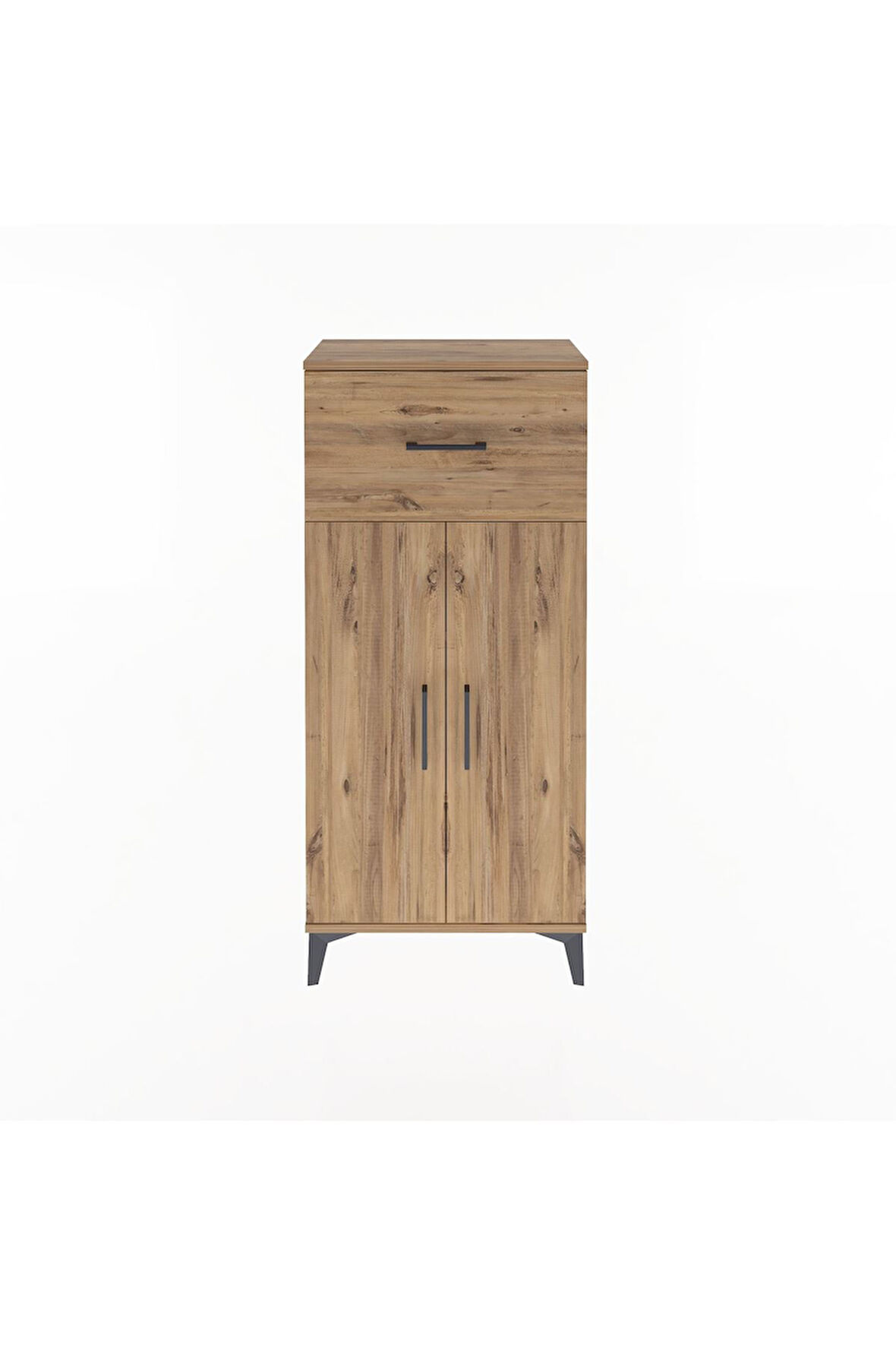 Arges Dolap 2 Raflı Tek Çekmeceli 2 Kapaklı 60x30x134 Çam-Çam