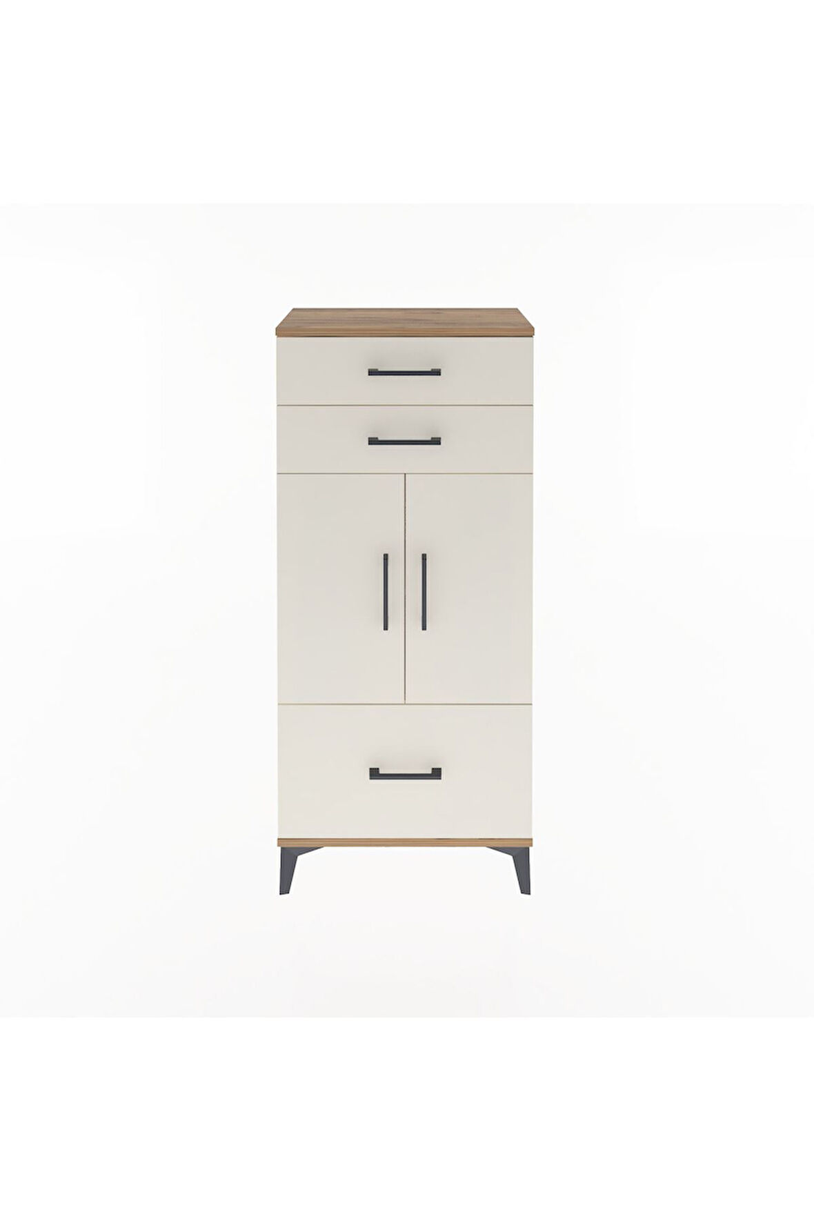 Arges Dolap 2 Raflı 3 Çekmeceli 2 Kapaklı 60x30x134 Çam-Aytaşı