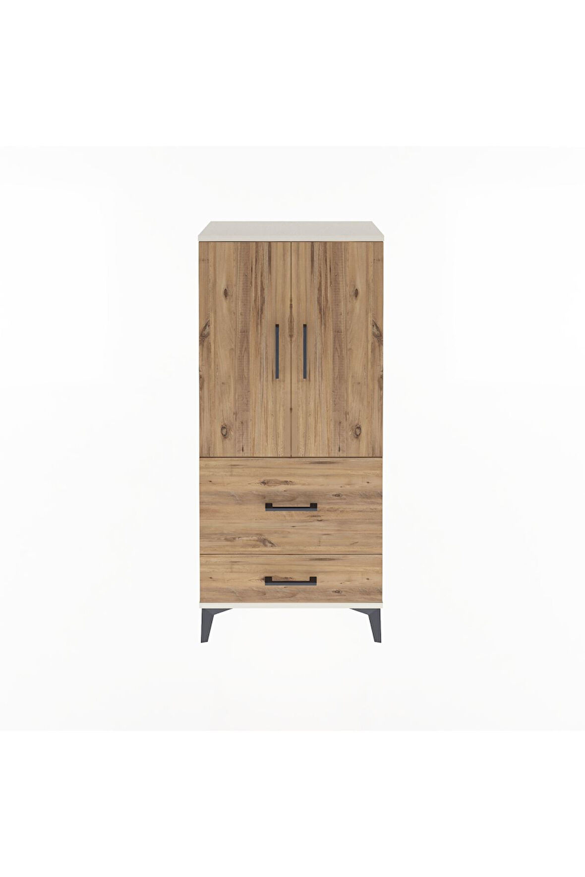 Arges Dolap Tek Raflı 2 Çekmeceli 2 Kapaklı 60x30x134 Aytaşı-Çam