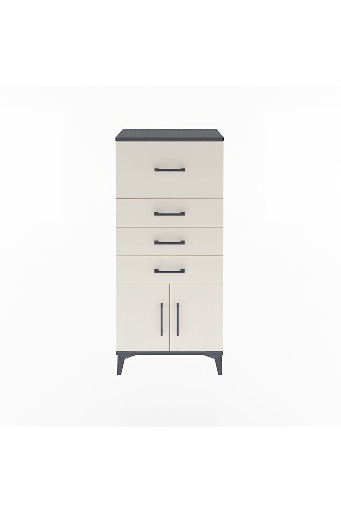 Arges Dolap 4 Çekmeceli 2 Kapaklı 60x30x134 Antrasit-Aytaşı