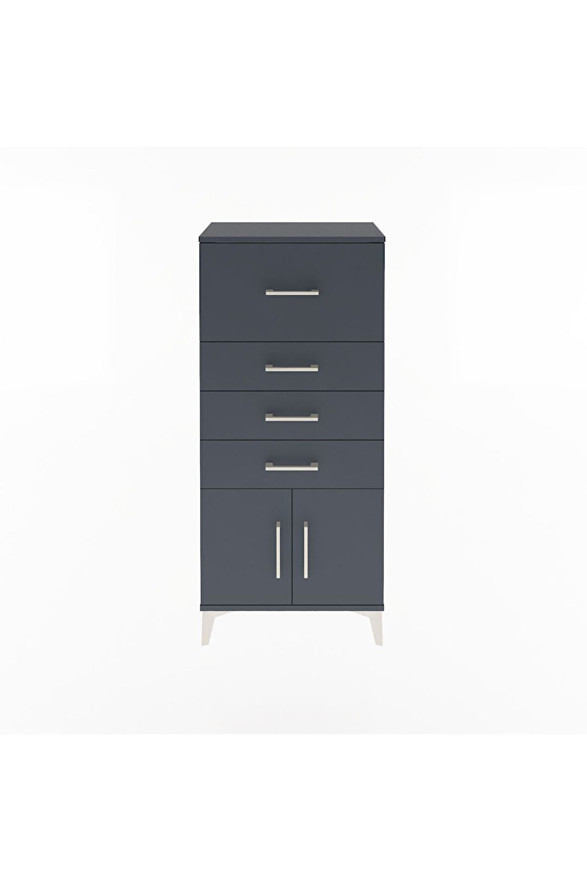 Arges Dolap 4 Çekmeceli 2 Kapaklı 60x30x134 Antrasit-Antrasit