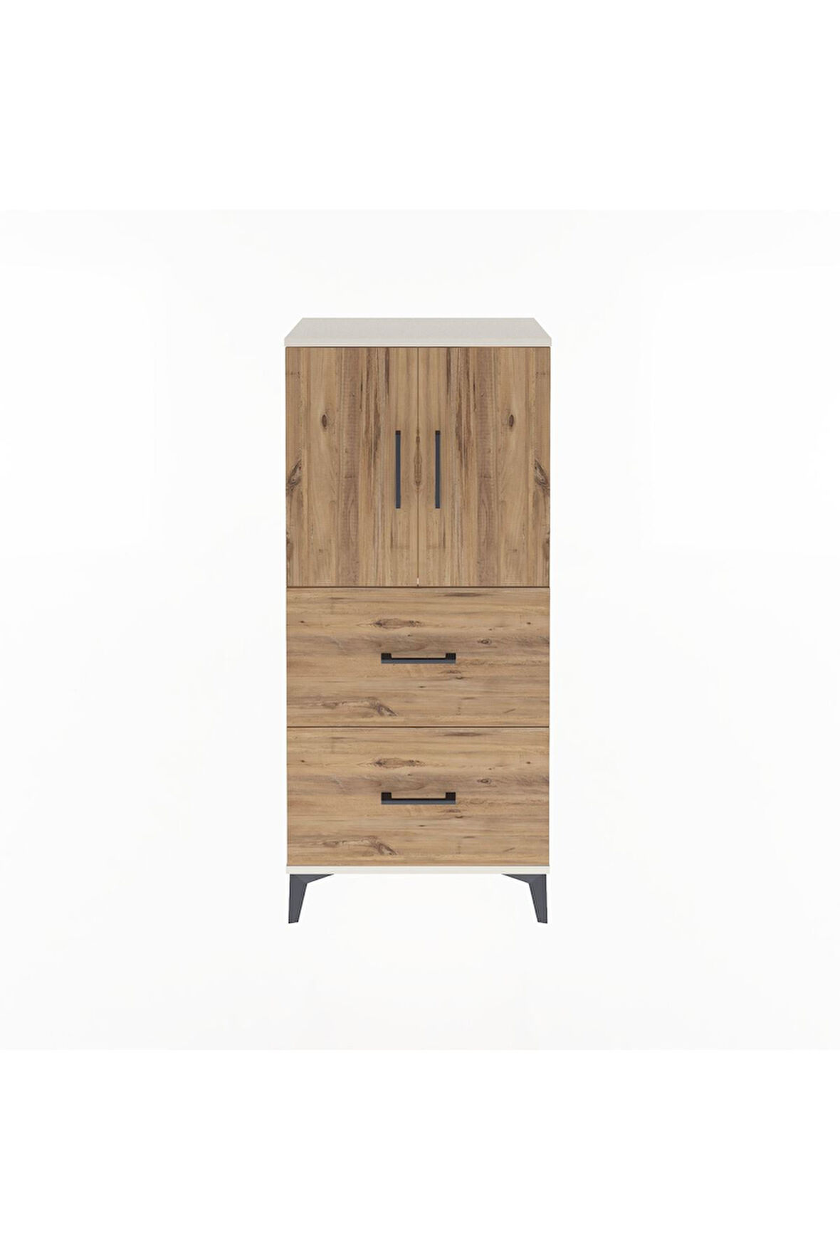 Arges Dolap Tek Raflı 2 Çekmeceli 2 Kapaklı 60x30x134 Aytaşı-Çam