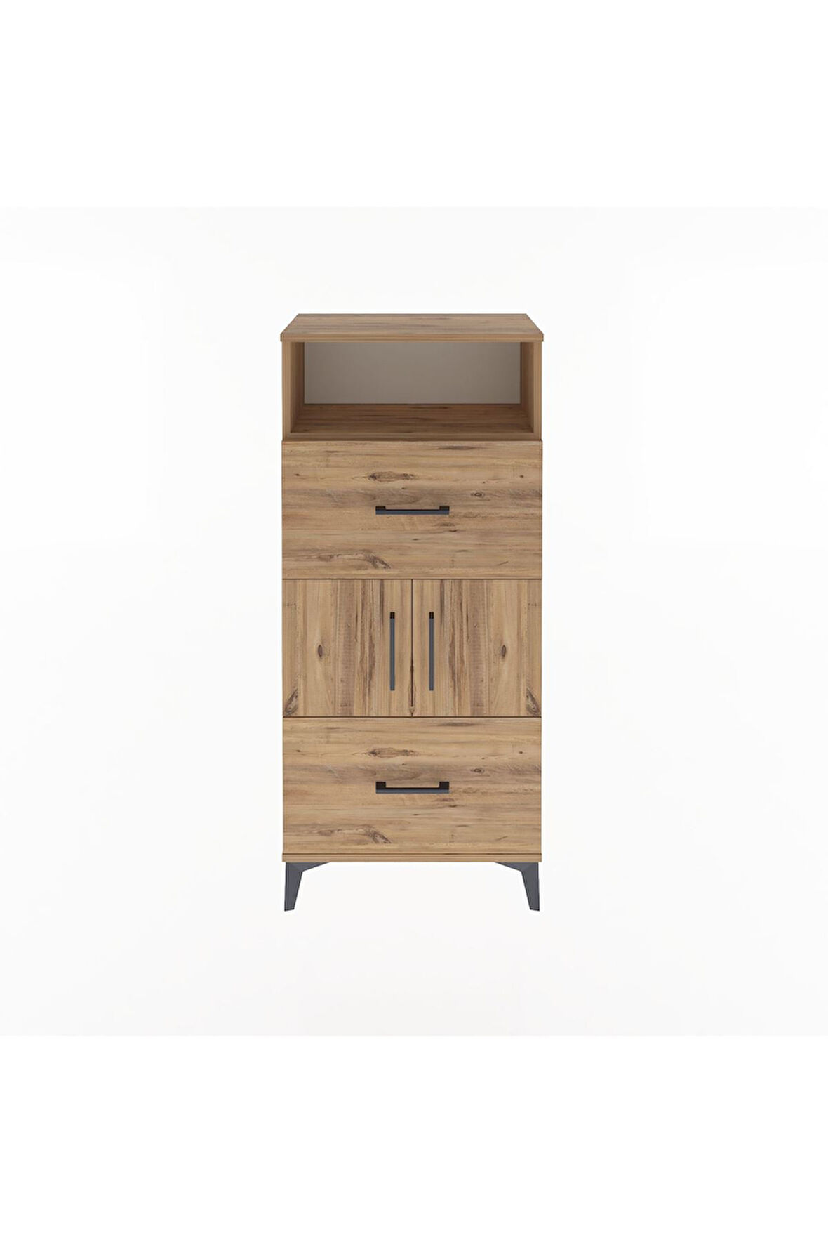 Arges Dolap 2 Raflı 2 Çekmeceli 2 Kapaklı 60x30x134 Çam-Çam