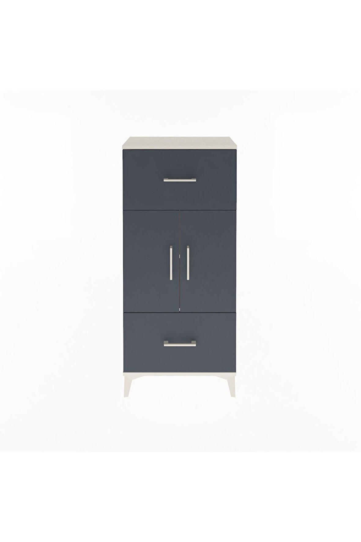 Arges Dolap 2 Raflı 2 Çekmeceli 2 Kapaklı 60x30x134 Aytaşı-Antrasit