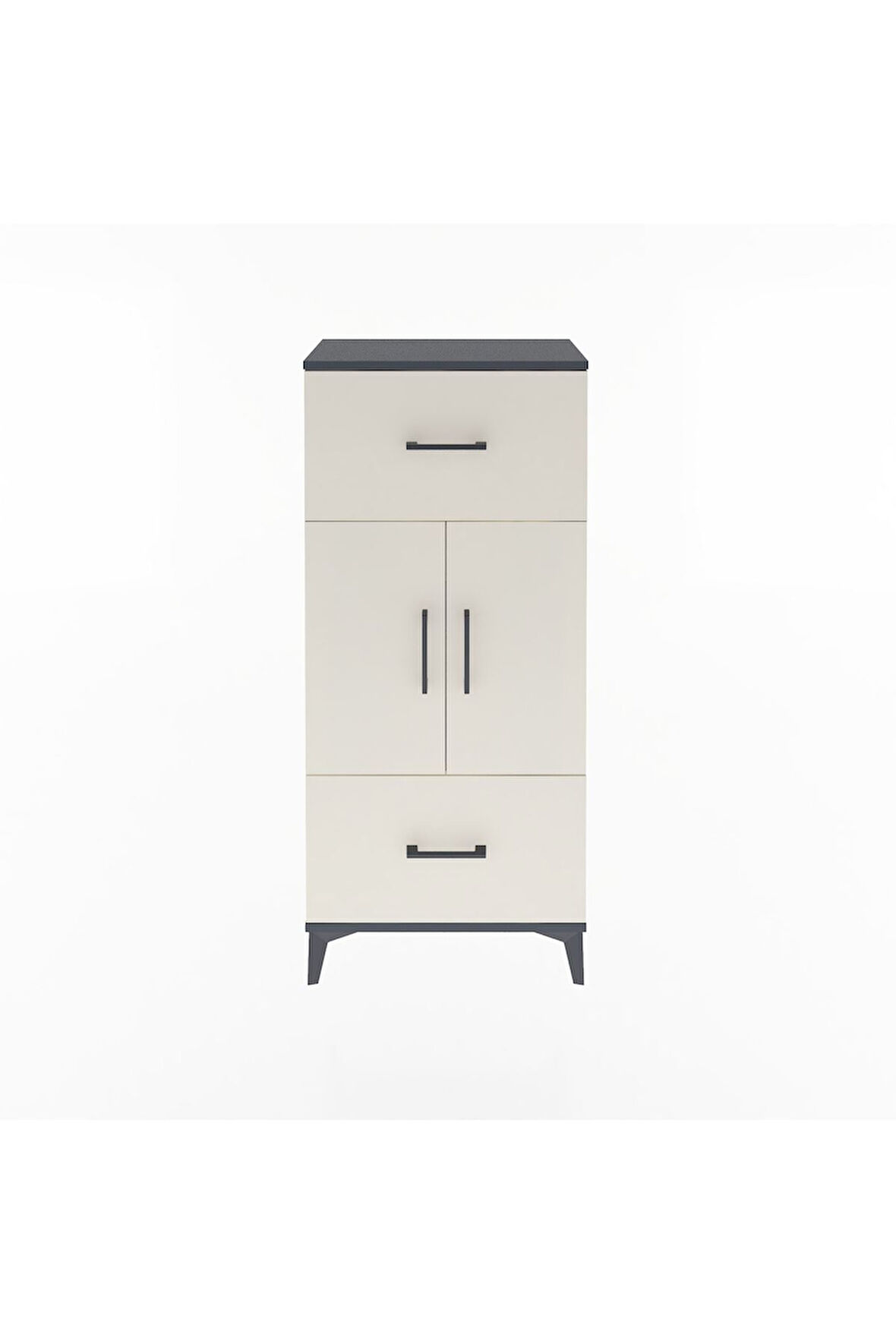 Arges Dolap 2 Raflı 2 Çekmeceli 2 Kapaklı 60x30x134 Antrasit-Aytaşı