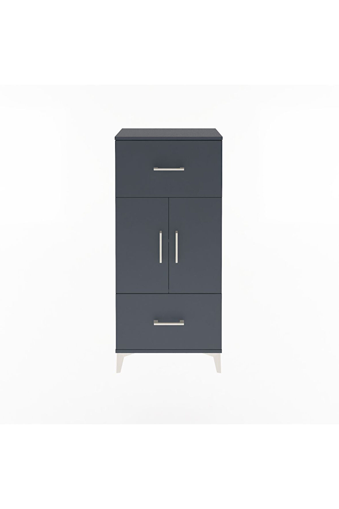 Arges Dolap 2 Raflı 2 Çekmeceli 2 Kapaklı 60x30x134 Antrasit-Antrasit