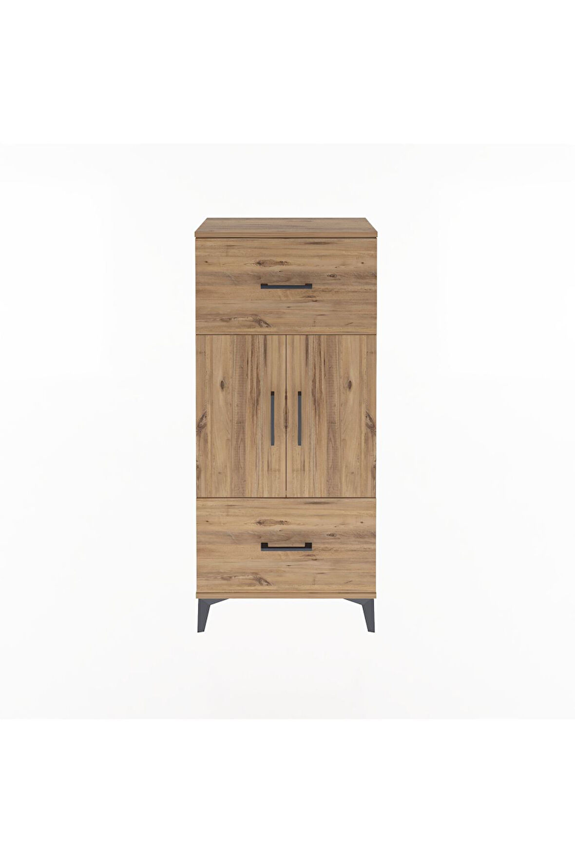 Arges Dolap 2 Raflı 2 Çekmeceli 2 Kapaklı 60x30x134 Çam-Çam