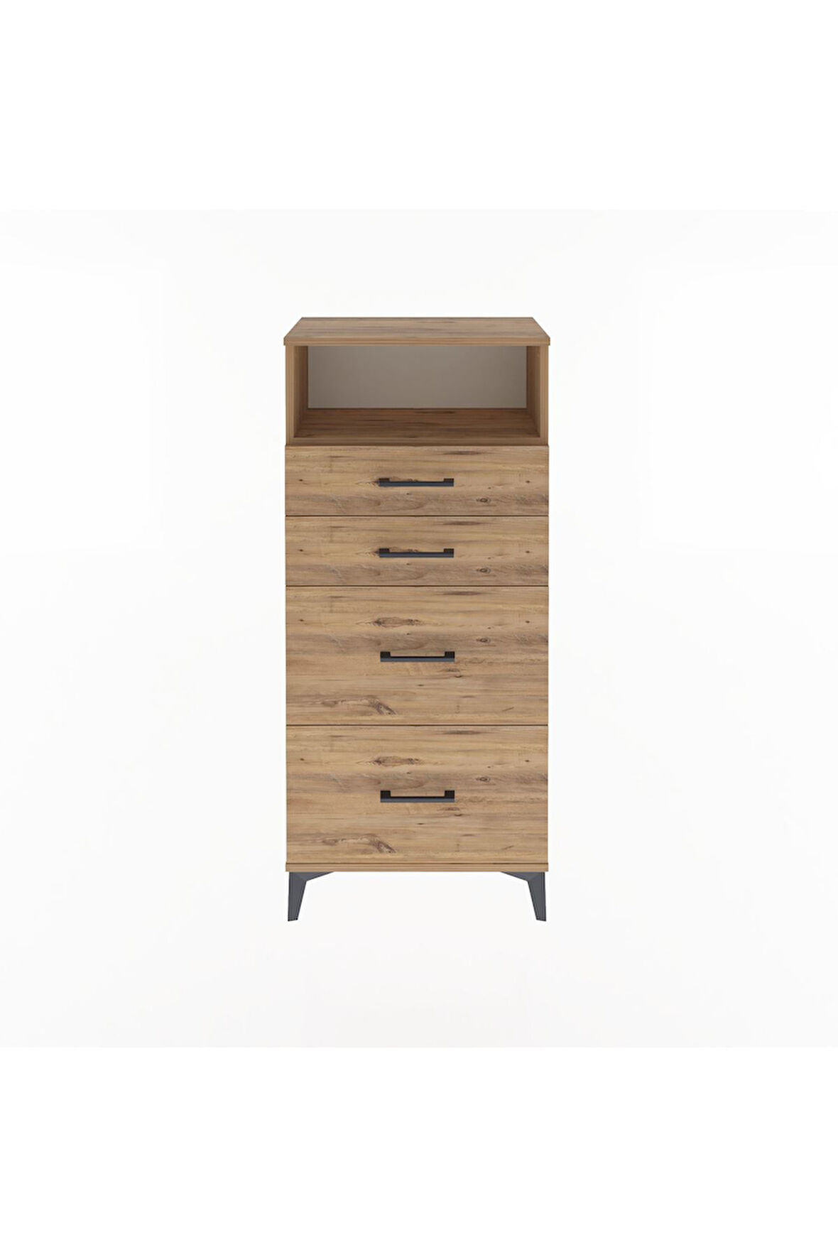 Arges Dolap Tek Raflı 4 Çekmeceli 60x30x134 Çam-Çam