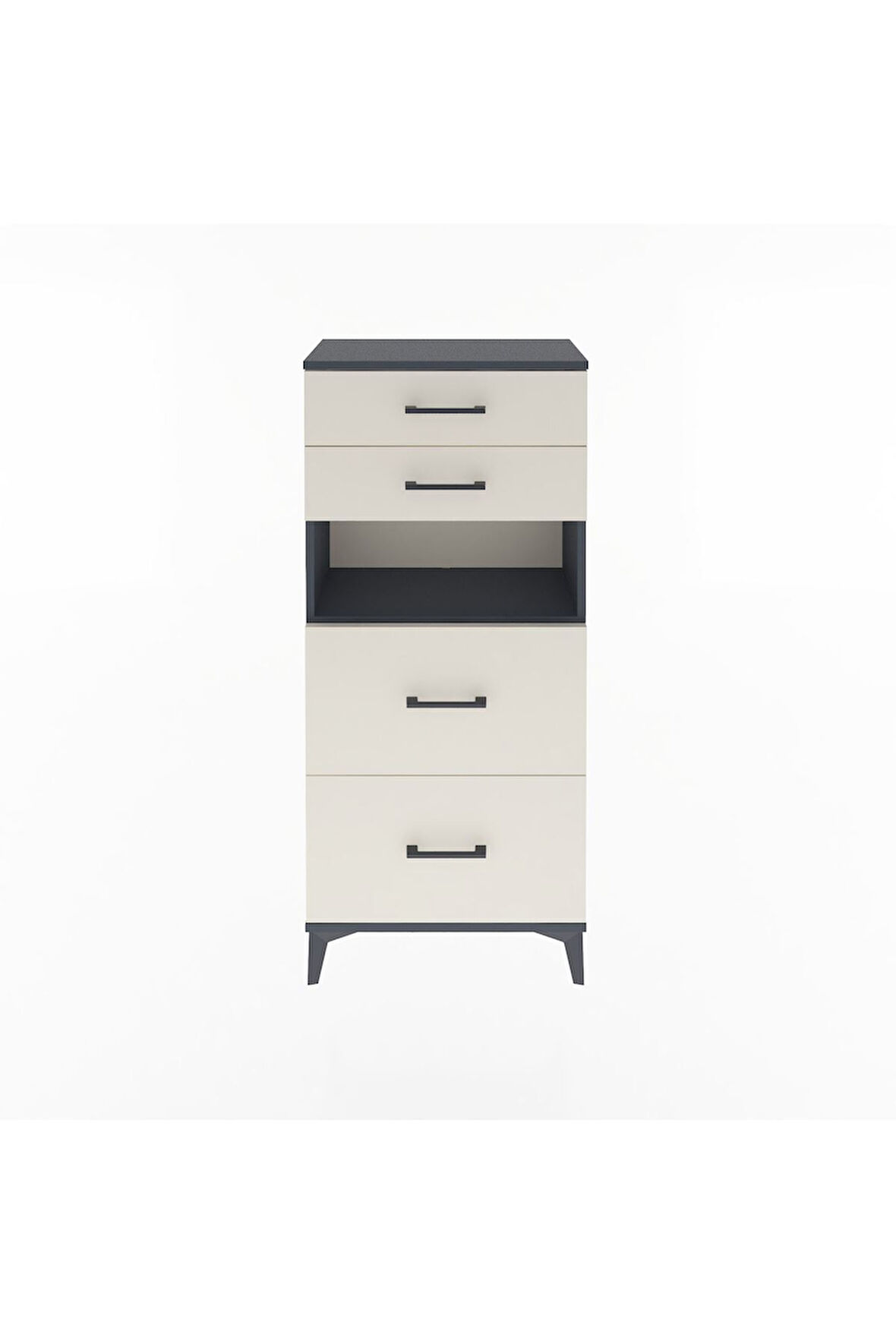 Arges Dolap Tek Raflı 4 Çekmeceli 60x30x134 Antrasit-Aytaşı