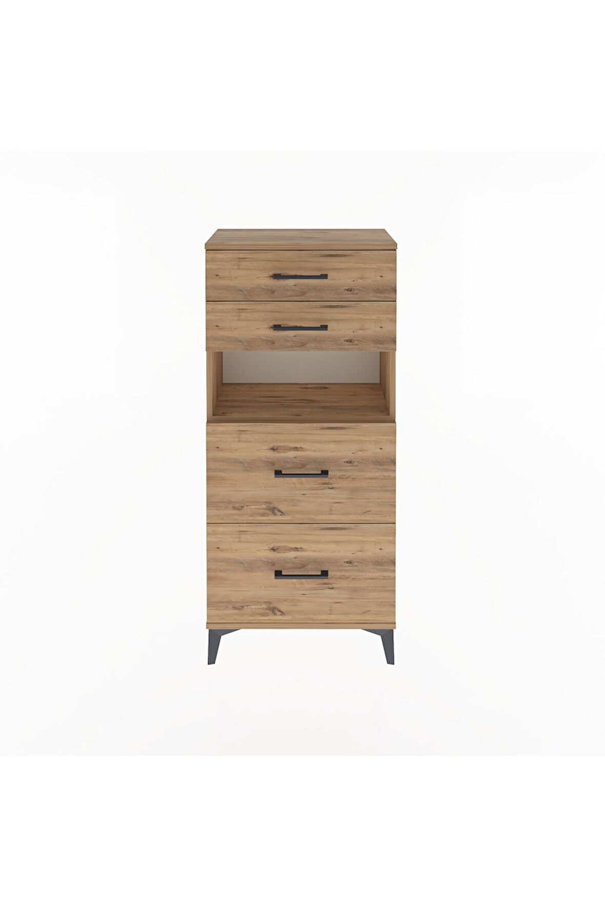 Arges Dolap Tek Raflı 4 Çekmeceli 60x30x134 Çam-Çam