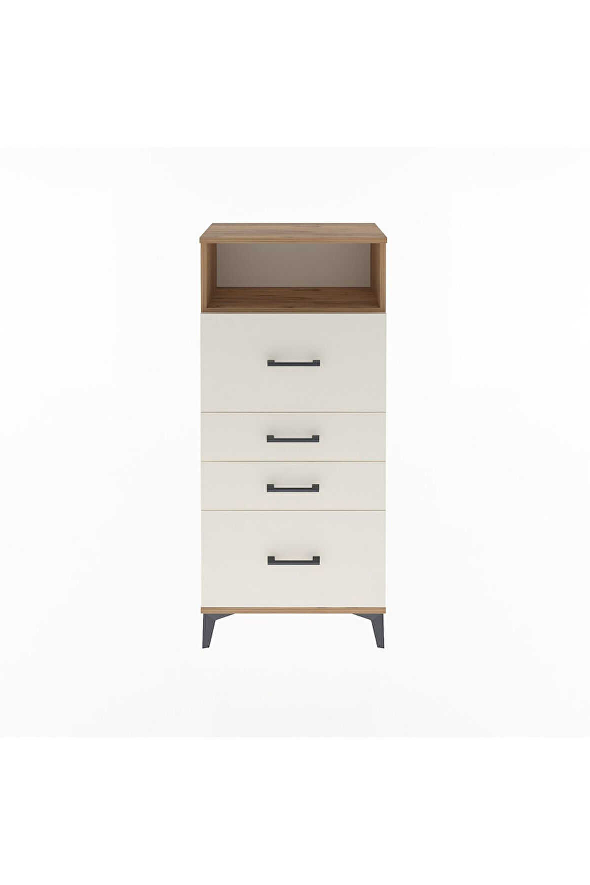 Arges Dolap Tek Raflı 4 Çekmeceli 60x30x134 Çam-Aytaşı