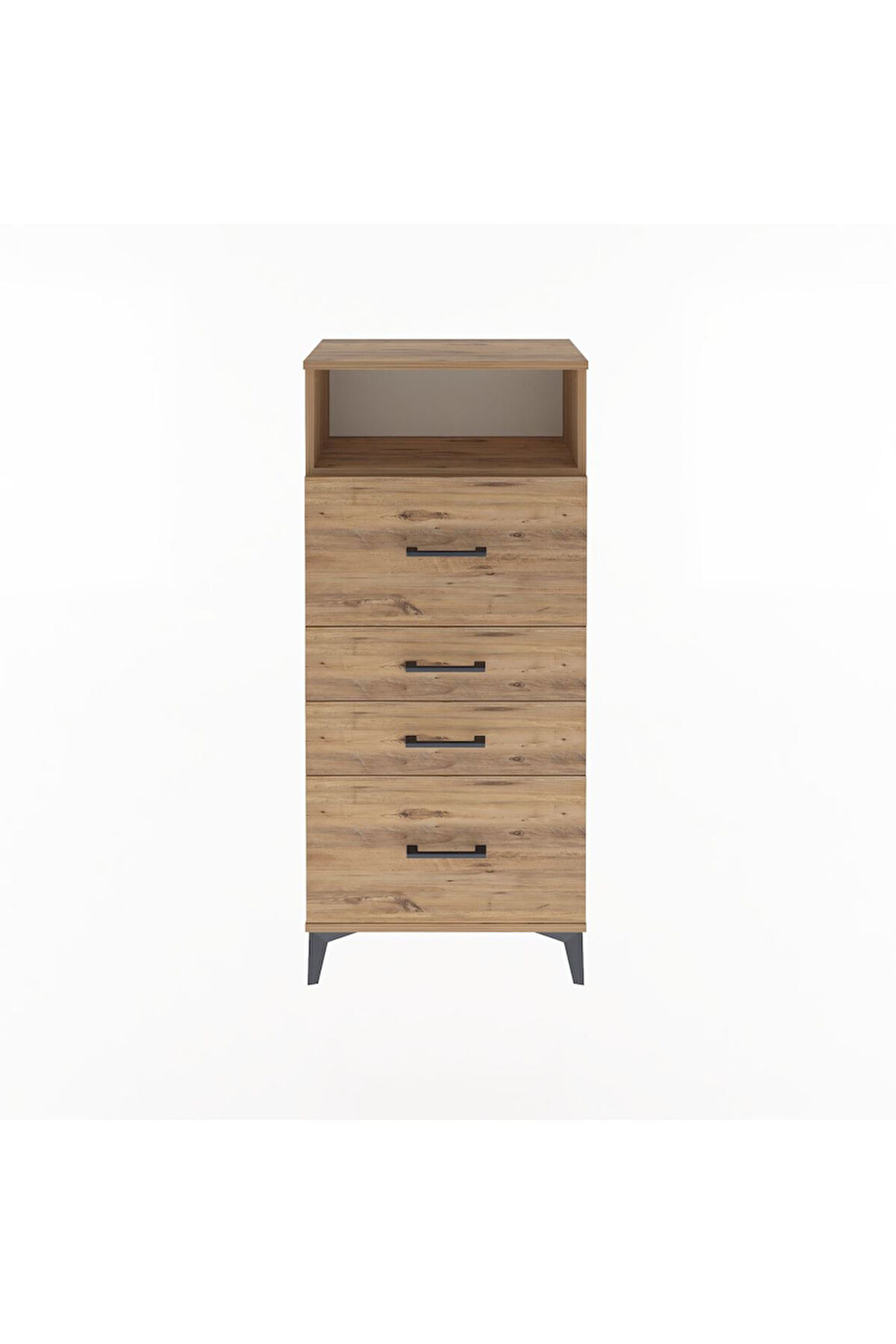 Arges Dolap Tek Raflı 4 Çekmeceli 60x30x134 Çam-Çam
