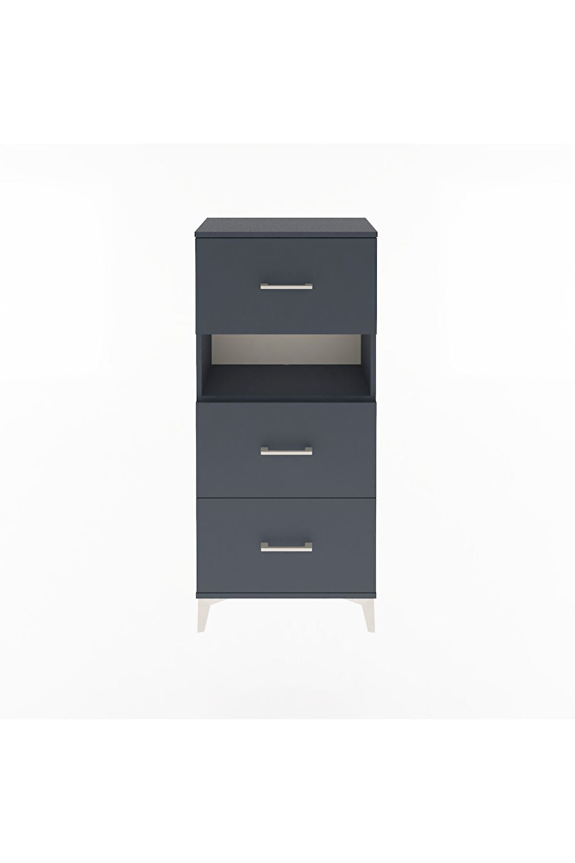 Arges Dolap Tek Raflı 3 Çekmeceli 60x30x134 Antrasit-Antrasit