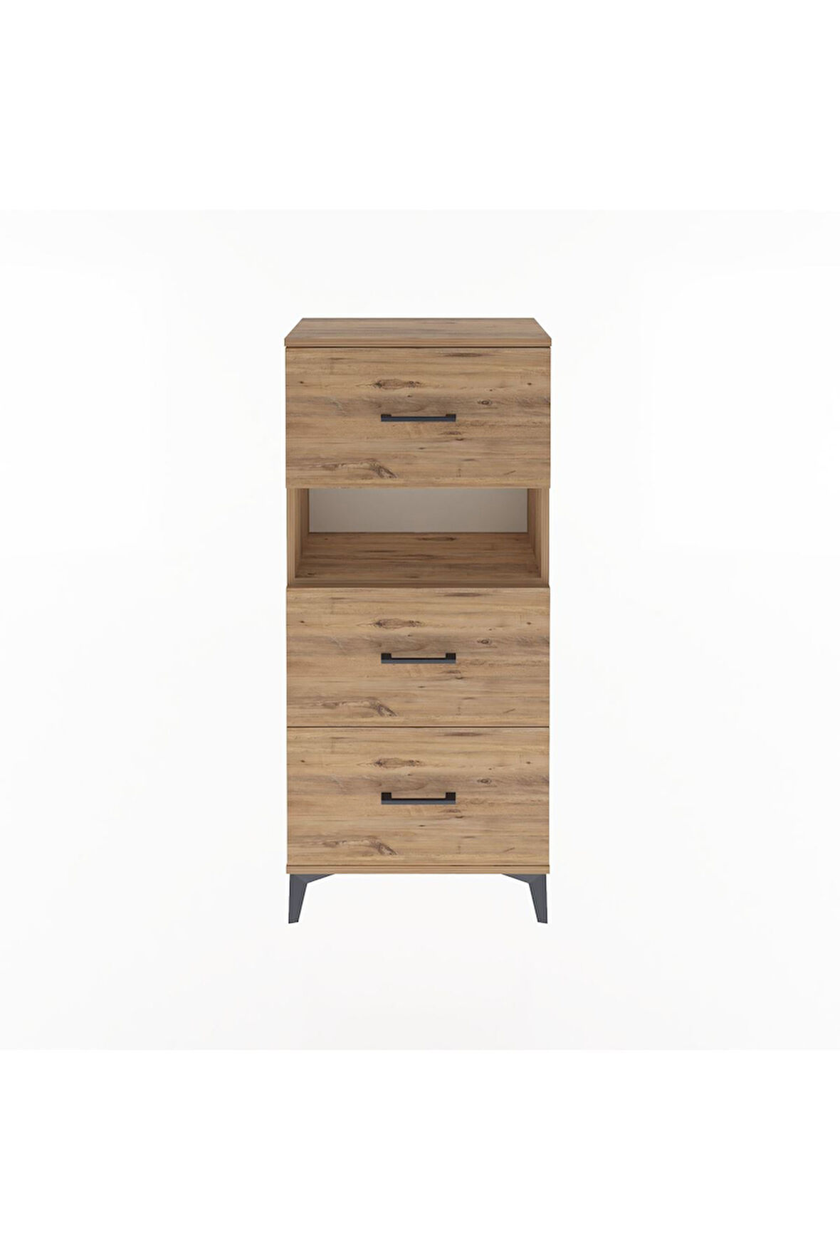 Arges Dolap Tek Raflı 3 Çekmeceli 60x30x134 Çam-Çam