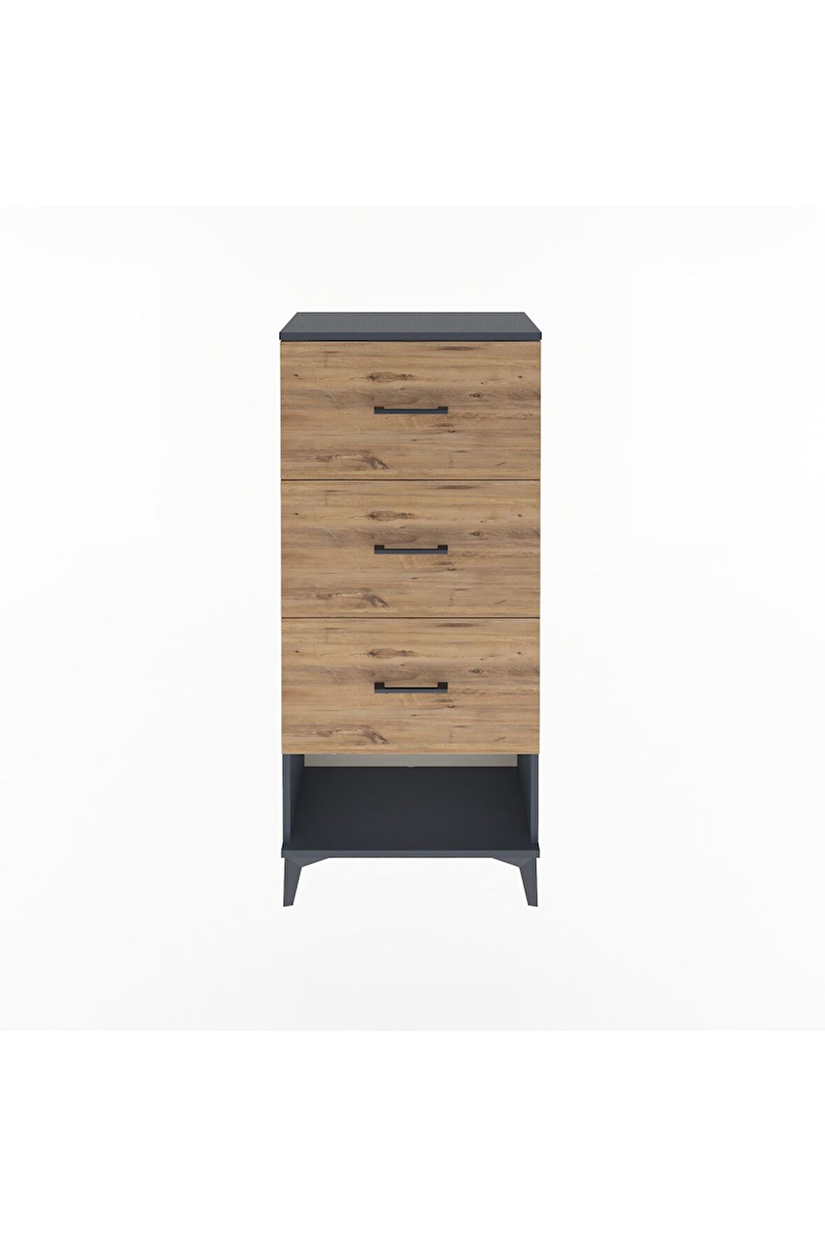 Arges Dolap 3 Çekmeceli 60x30x134 Antrasit-Çam