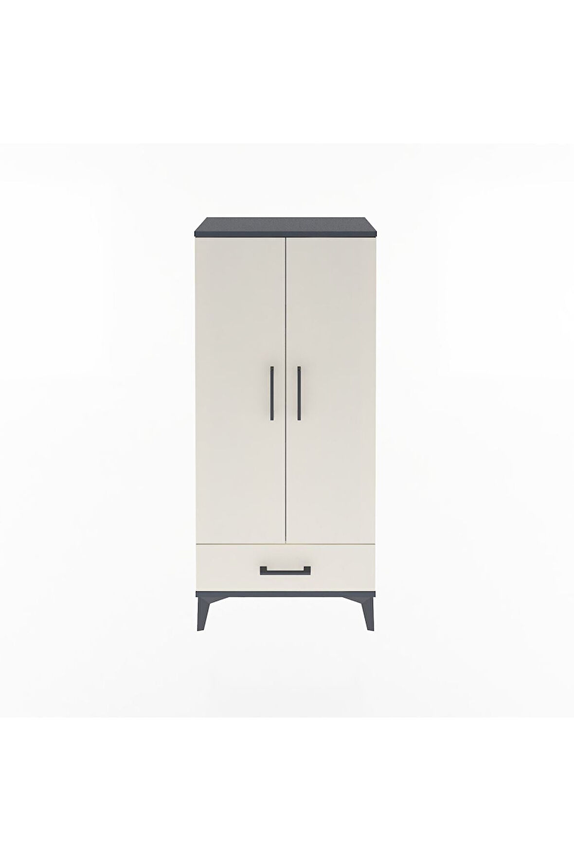 Arges Dolap 3 Raflı Tek Çekmeceli 2 Kapaklı 60x30x134 Antrasit-Aytaşı