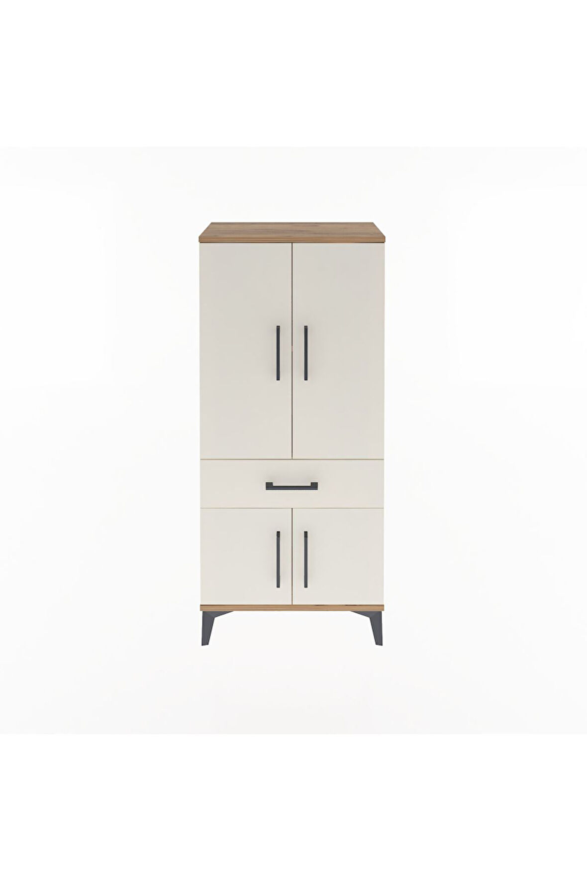 Arges Dolap 2 Raflı Tek Çekmeceli 4 Kapaklı 60x30x134 Çam-Aytaşı