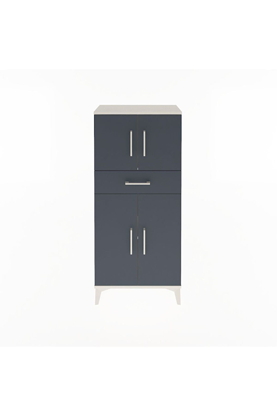 Arges Dolap 2 Raflı Tek Çekmeceli 4 Kapaklı 60x30x134 Aytaşı-Antrasit