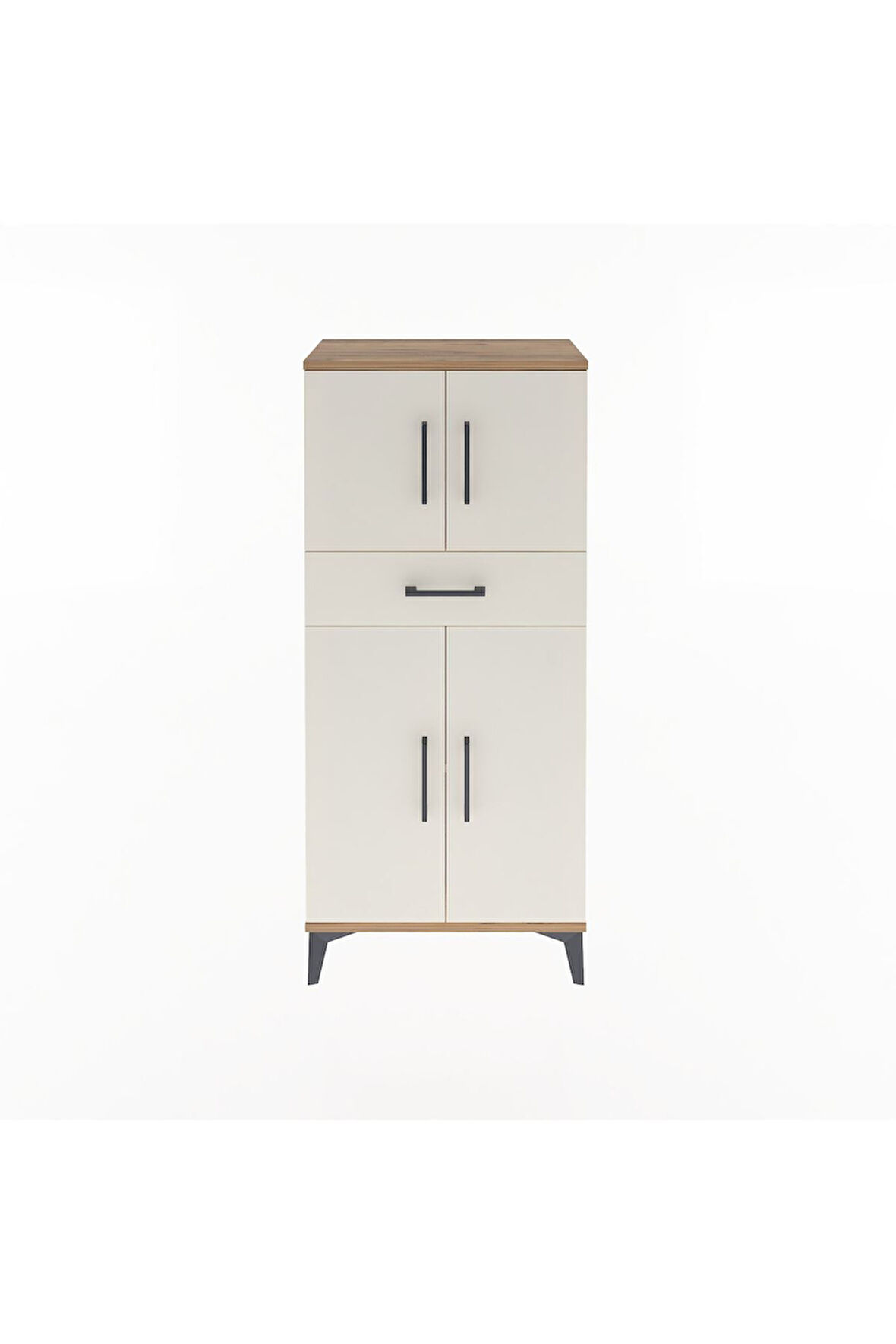 Arges Dolap 2 Raflı Tek Çekmeceli 4 Kapaklı 60x30x134 Çam-Aytaşı