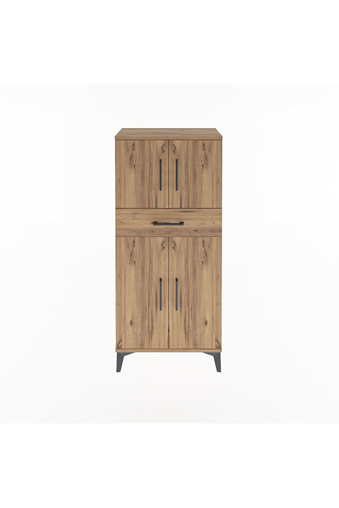 Arges Dolap 2 Raflı Tek Çekmeceli 4 Kapaklı 60x30x134 Çam-Çam