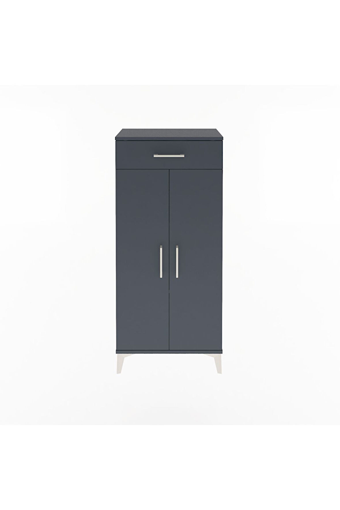 Arges Dolap 2 Raflı Tek Çekmeceli 2 Kapaklı 60x30x134 Antrasit-Antrasit