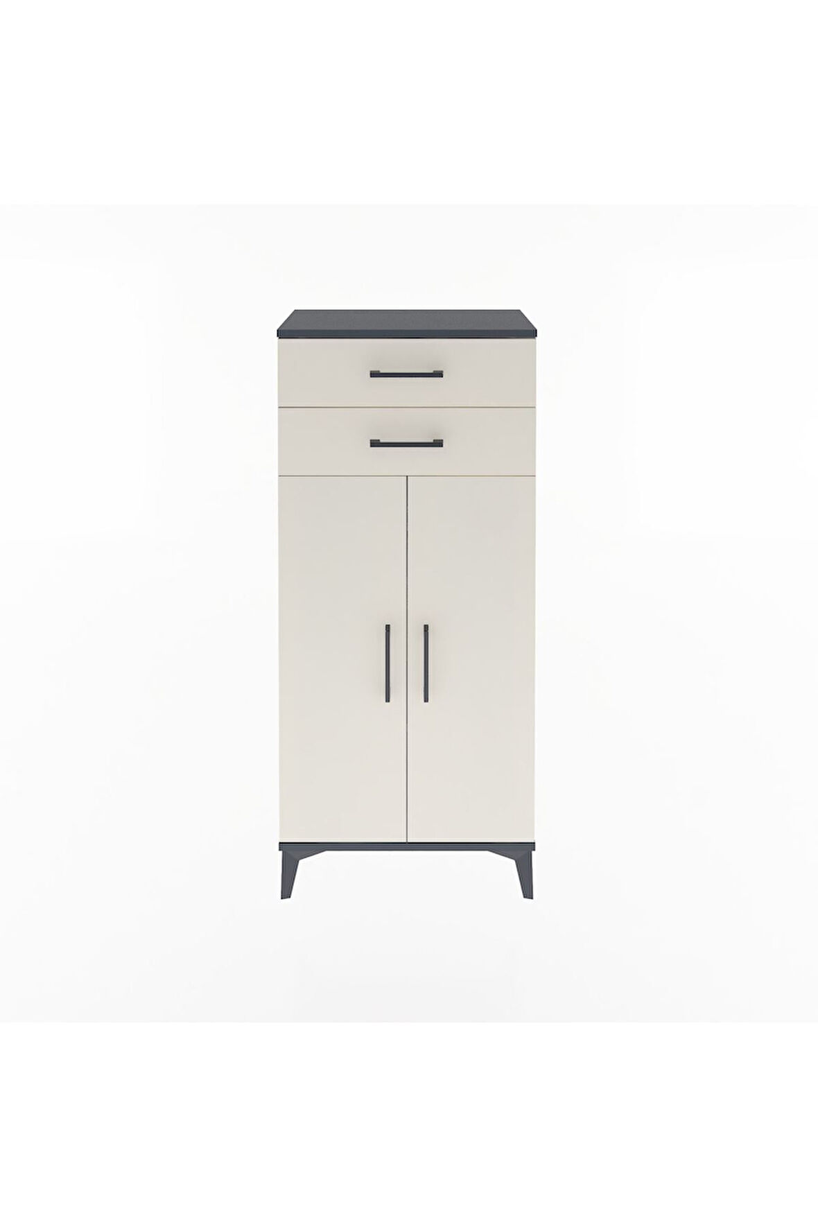 Arges Dolap 2 Raflı 2 Çekmeceli 2 Kapaklı 60x30x134 Antrasit-Aytaşı