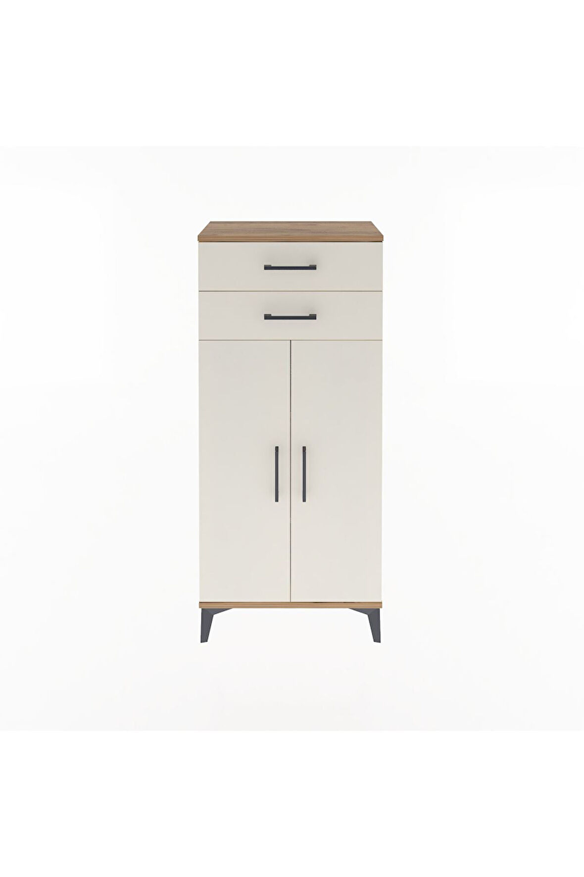 Arges Dolap 2 Raflı 2 Çekmeceli 2 Kapaklı 60x30x134 Çam-Aytaşı