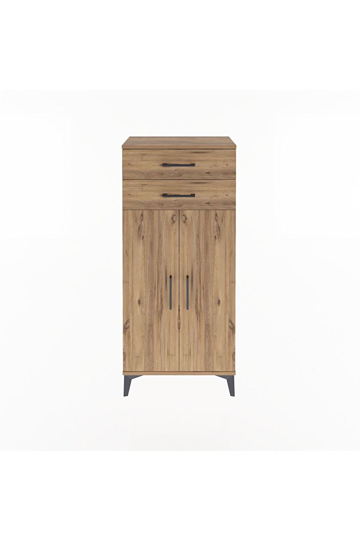 Arges Dolap 2 Raflı 2 Çekmeceli 2 Kapaklı 60x30x134 Çam-Çam