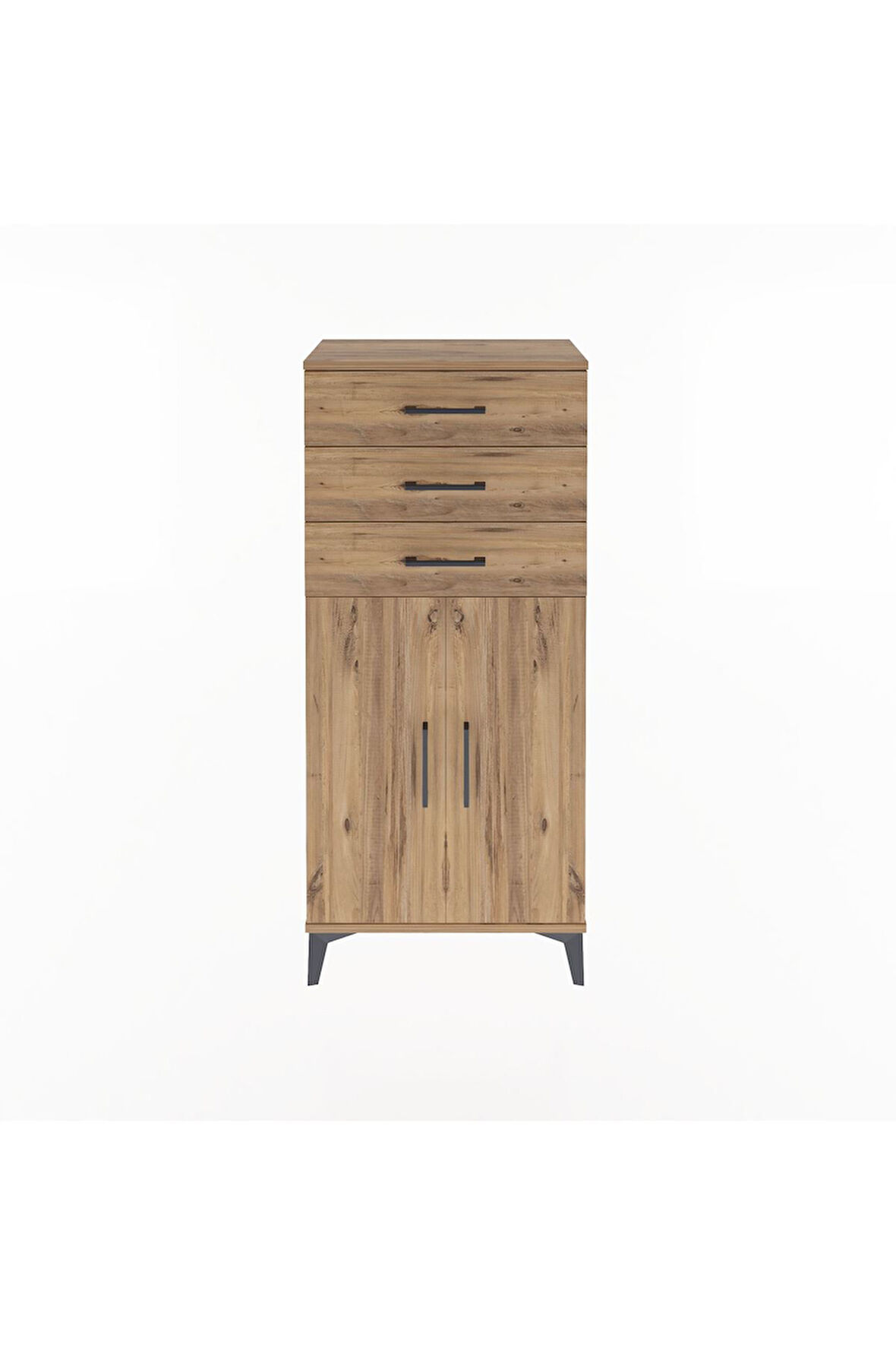 Arges Dolap 2 Raflı 3 Çekmeceli 2 Kapaklı 60x30x134 Çam-Çam