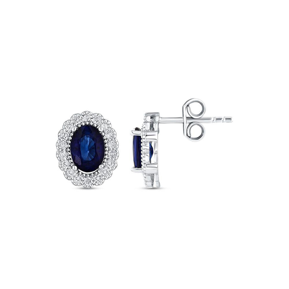 0.15 Karat Safir Taşlı Pırlanta Küpe