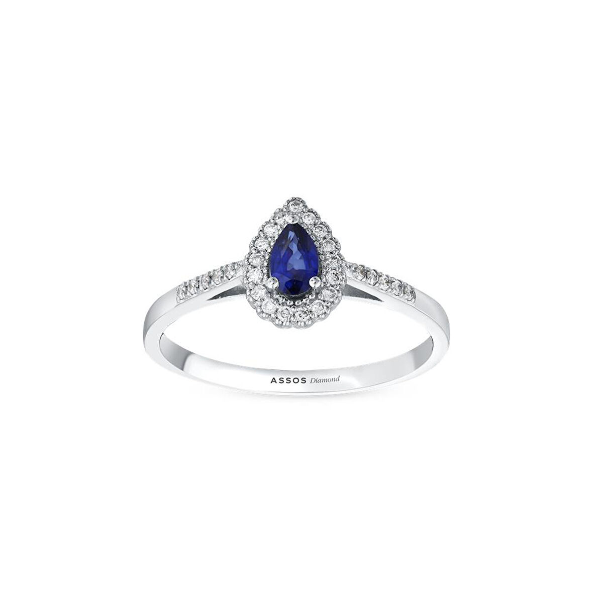 0.14 Karat Pırlanta Safir Taşlı Yüzük